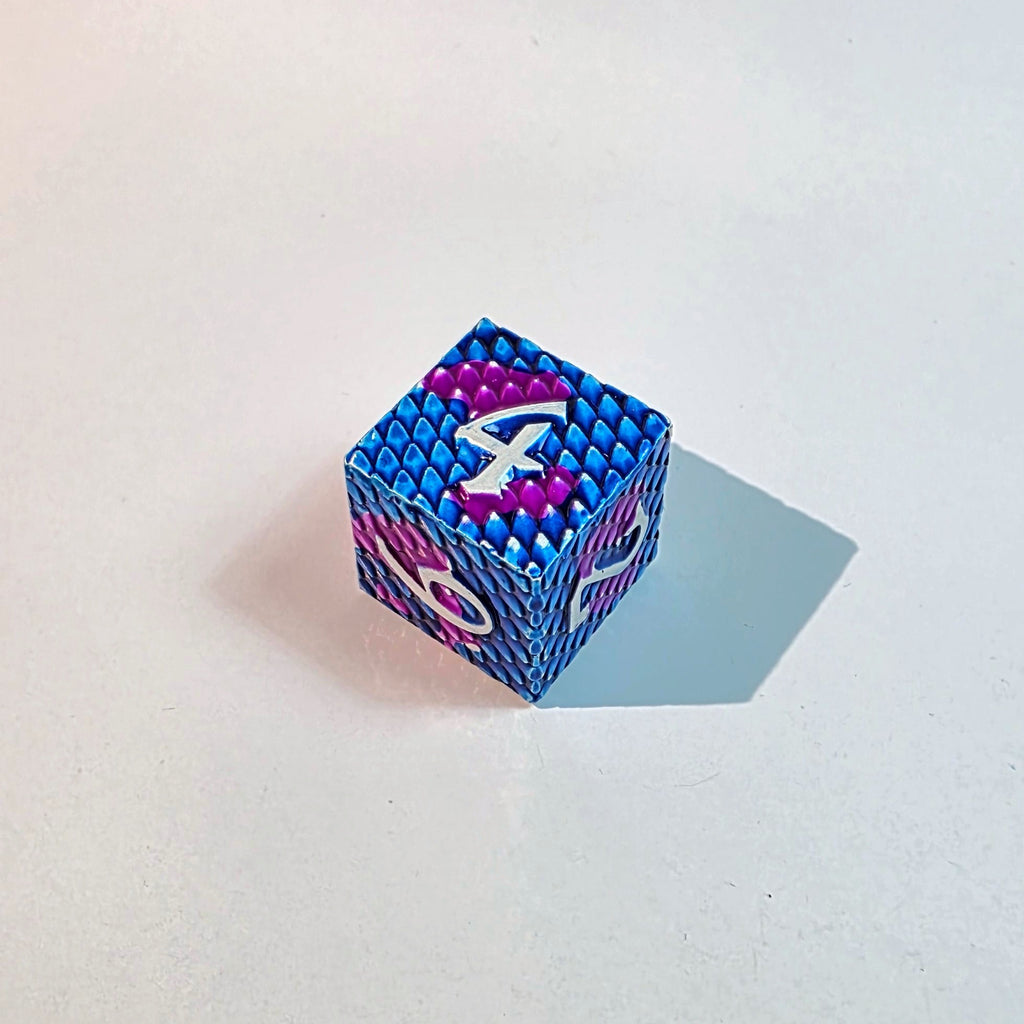 Blue Purple Scales Solid Metal Dice Set