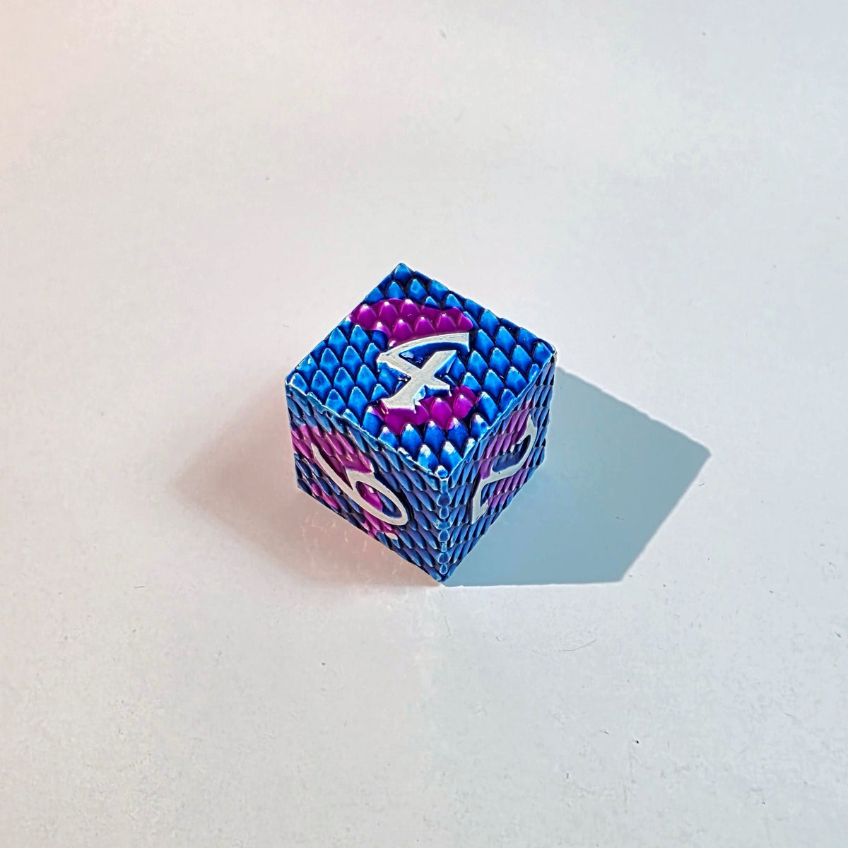 Blue Purple Scales Solid Metal Dice Set