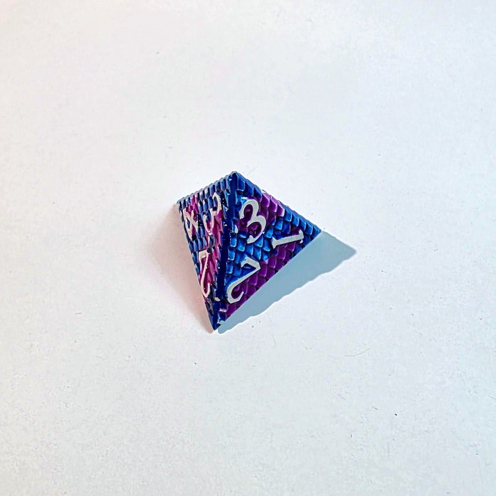 Blue Purple Scales Solid Metal Dice Set