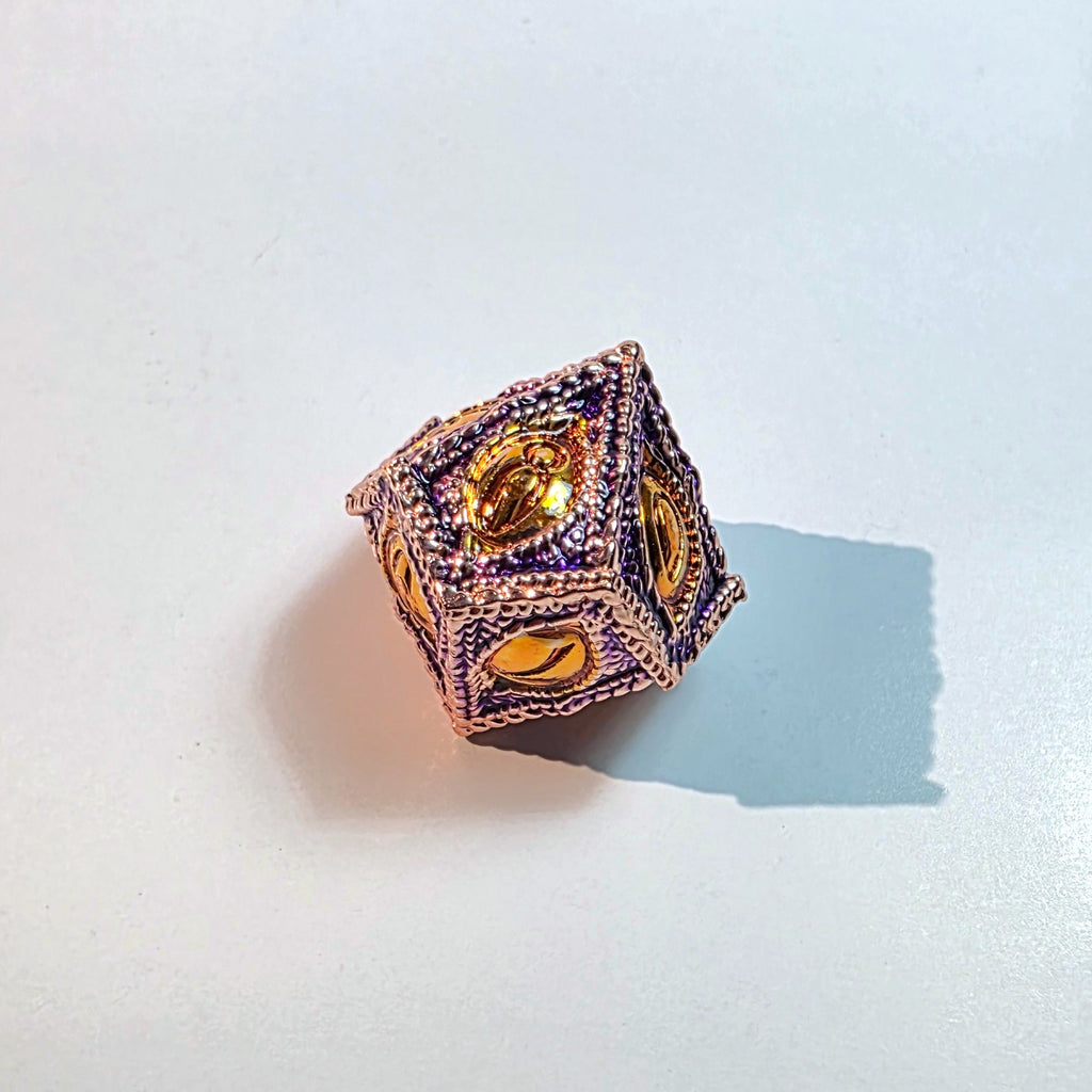 Amber Eye Purple Solid Metal Dice Set