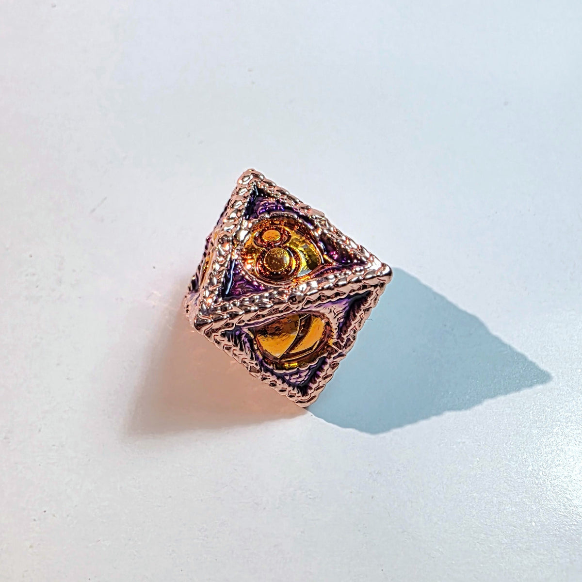 Amber Eye Purple Solid Metal Dice Set