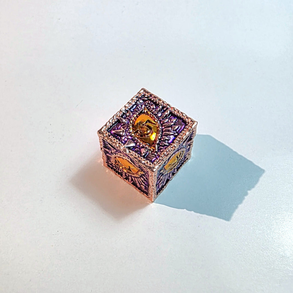 Amber Eye Purple Solid Metal Dice Set