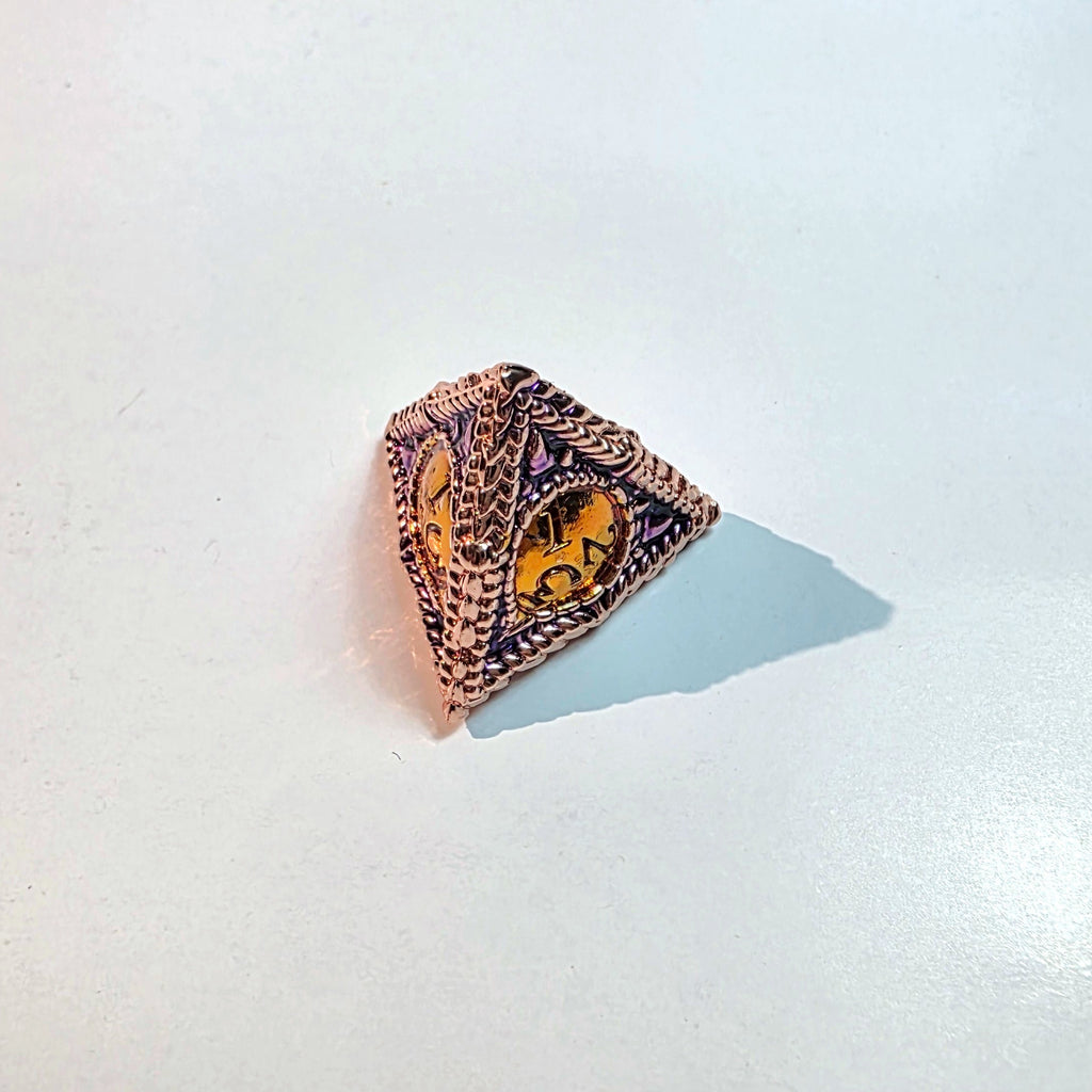Amber Eye Purple Solid Metal Dice Set