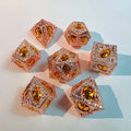 Amber Eye Rose Gold Solid Metal Dice Set