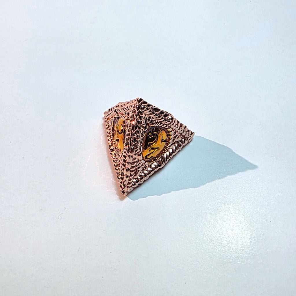 Amber Eye Rose Gold Solid Metal Dice Set