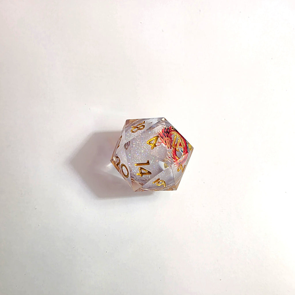 Red Dragonfire Liquid Core Resin Dice Set