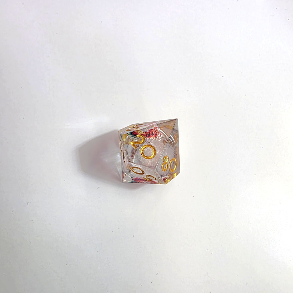 Red Dragonfire Liquid Core Resin Dice Set