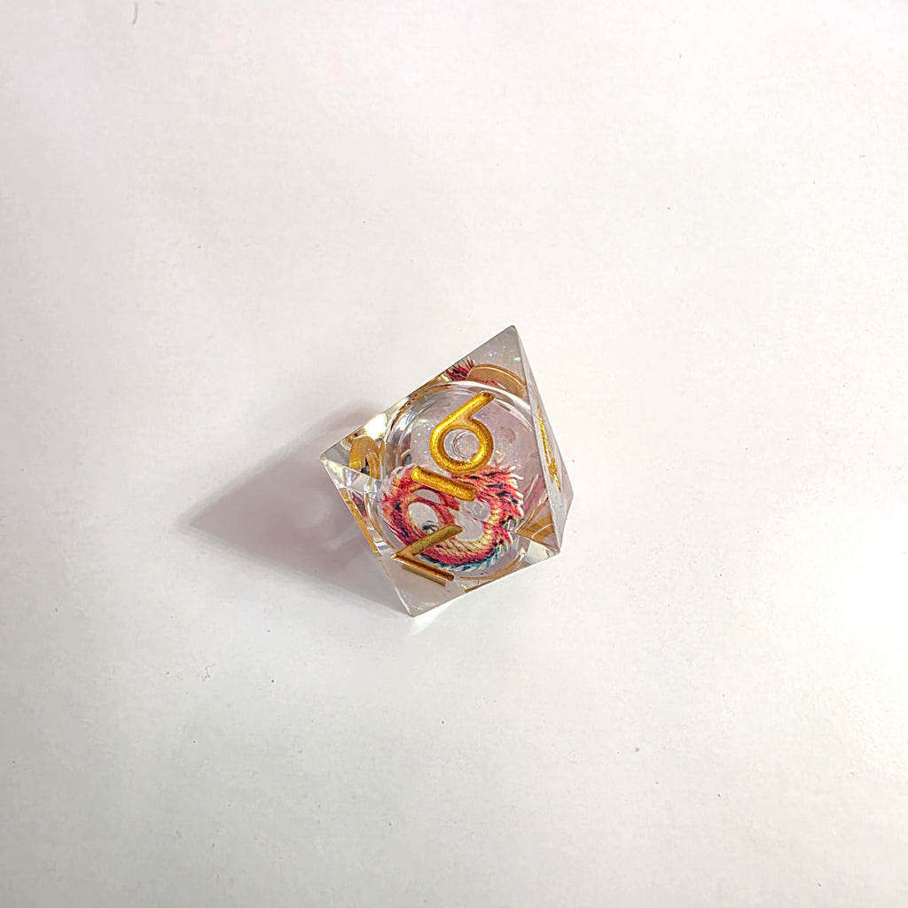 Red Dragonfire Liquid Core Resin Dice Set