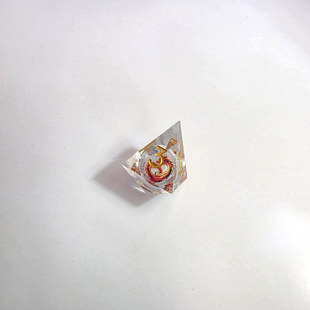 Red Dragonfire Liquid Core Resin Dice Set