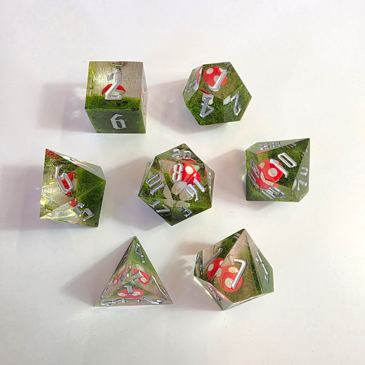 Red Mushroom Handmade Resin Dice Set