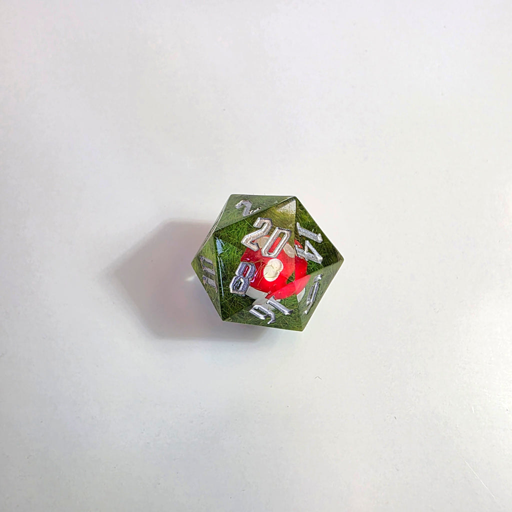 Red Mushroom Handmade Resin Dice Set