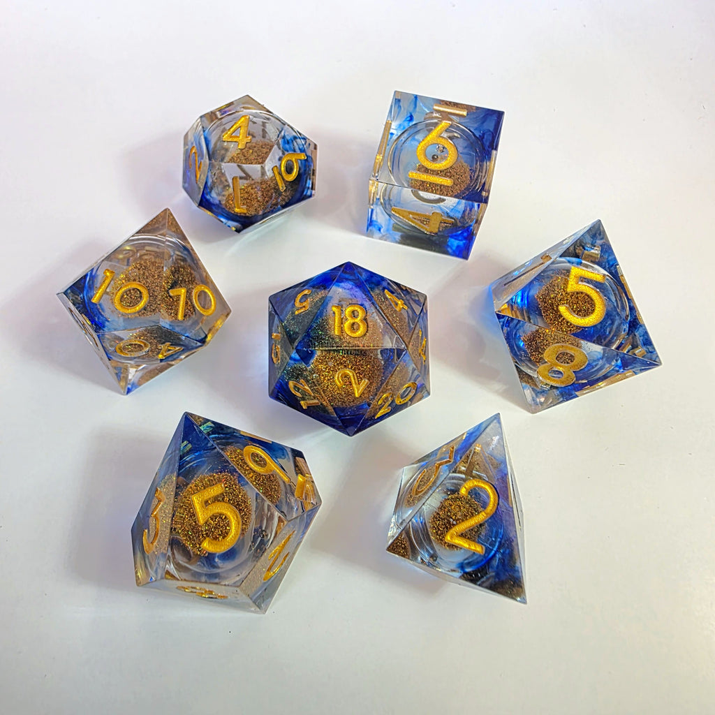 Sandy Beach Liquid Core Resin Dice Set