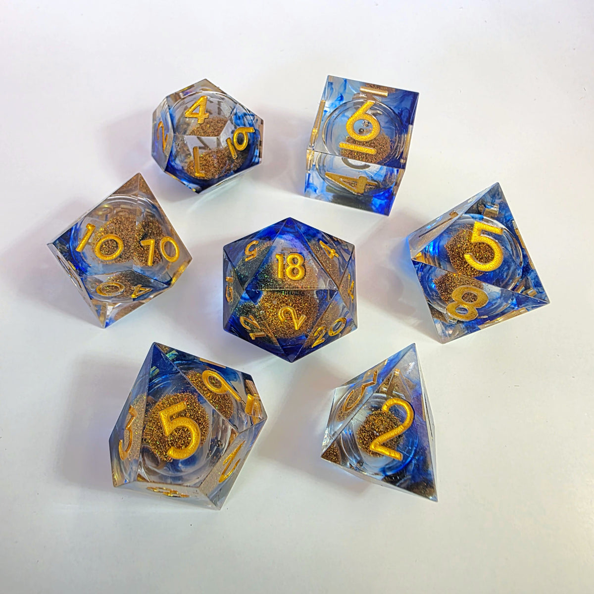 Sandy Beach Liquid Core Resin Dice Set