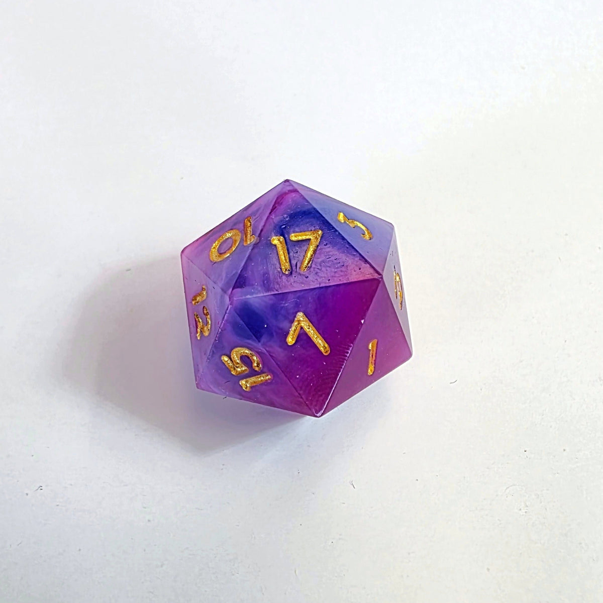 Pink White Blue Swirl Sharp Edge Resin Dice Set