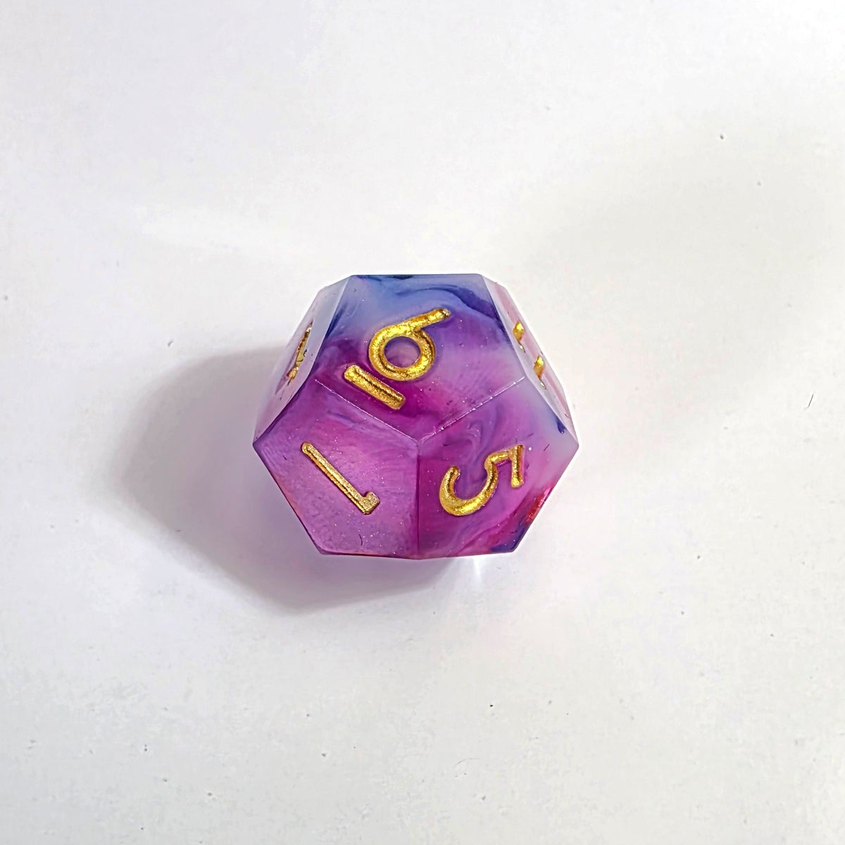 Pink White Blue Swirl Sharp Edge Resin Dice Set