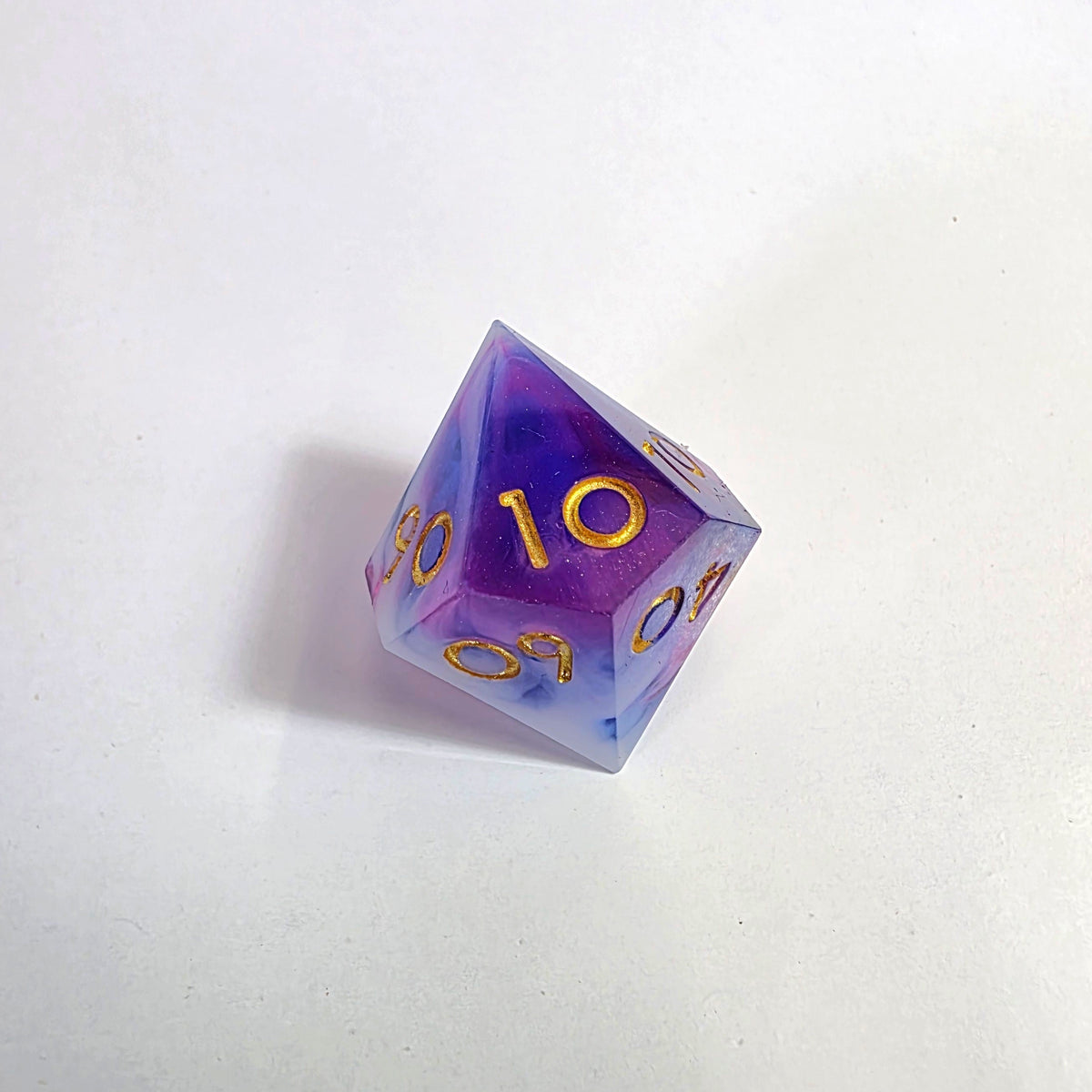 Pink White Blue Swirl Sharp Edge Resin Dice Set
