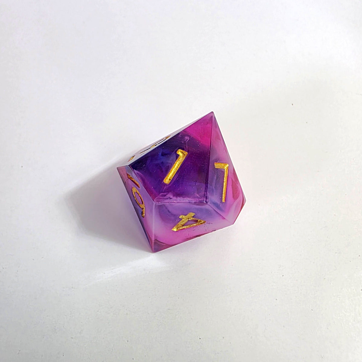 Pink White Blue Swirl Sharp Edge Resin Dice Set