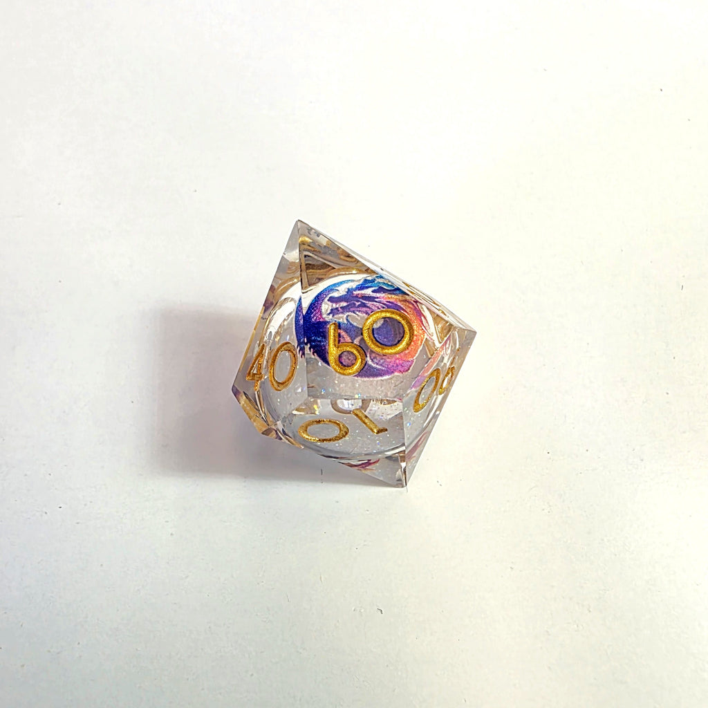 Purple Dragonfire Liquid Core Resin Dice Set
