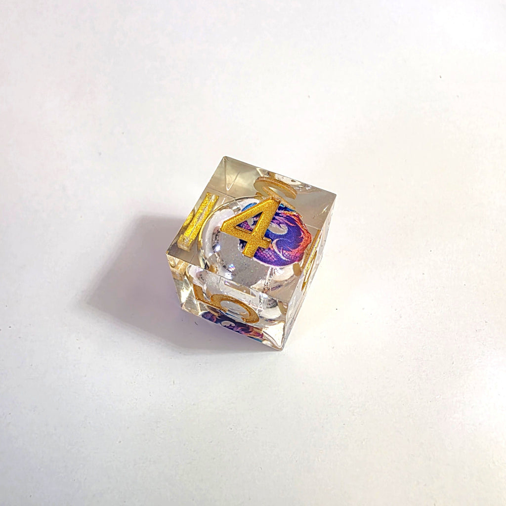 Purple Dragonfire Liquid Core Resin Dice Set