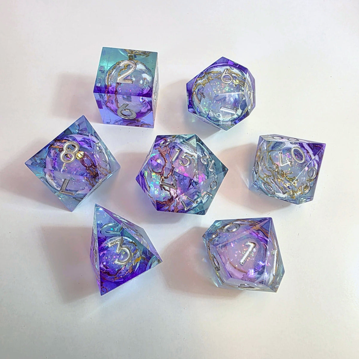 Aurora Clash Liquid Core Resin Dice Set