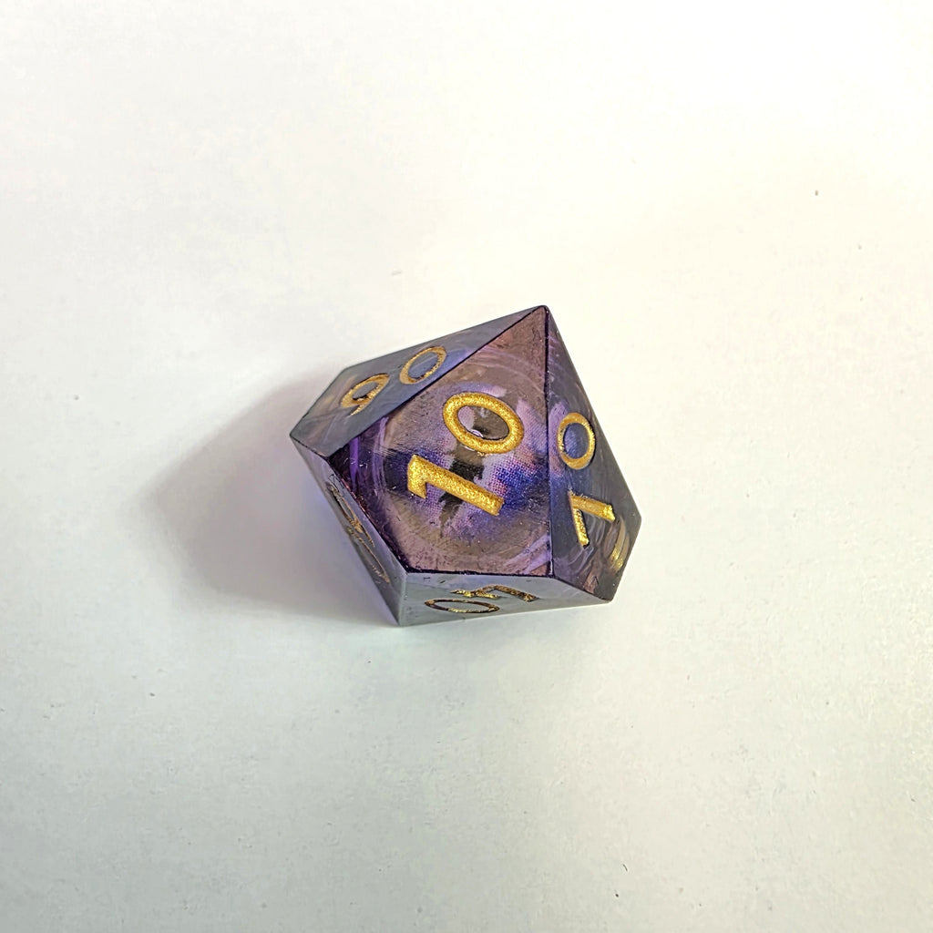 Purple Dragon Eye Liquid Core Resin Dice Set