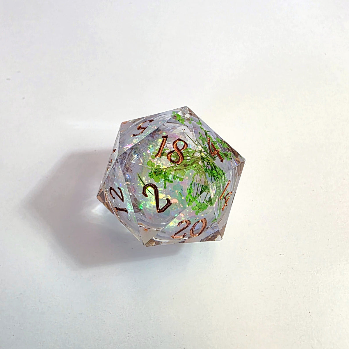 Greenery Liquid Core Resin Dice Set