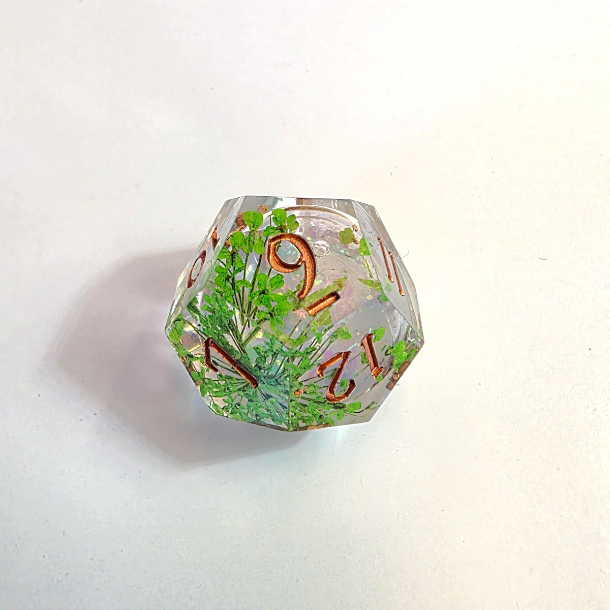 Greenery Liquid Core Resin Dice Set