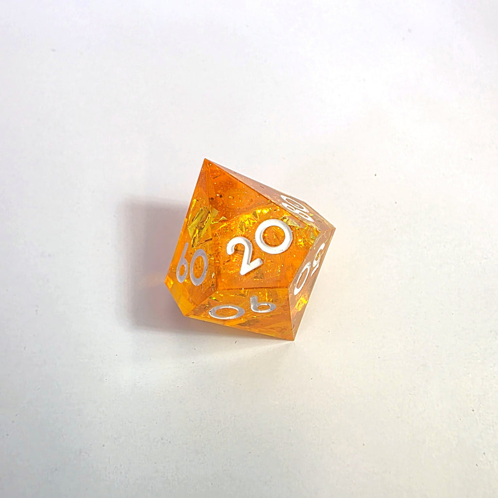 Orange Clash Sharp Edge Resin Dice Set