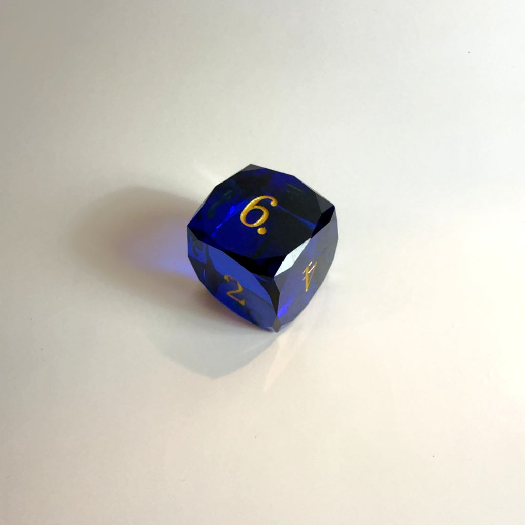 Dark Blue Handmade Gem Cut Resin Dice Set