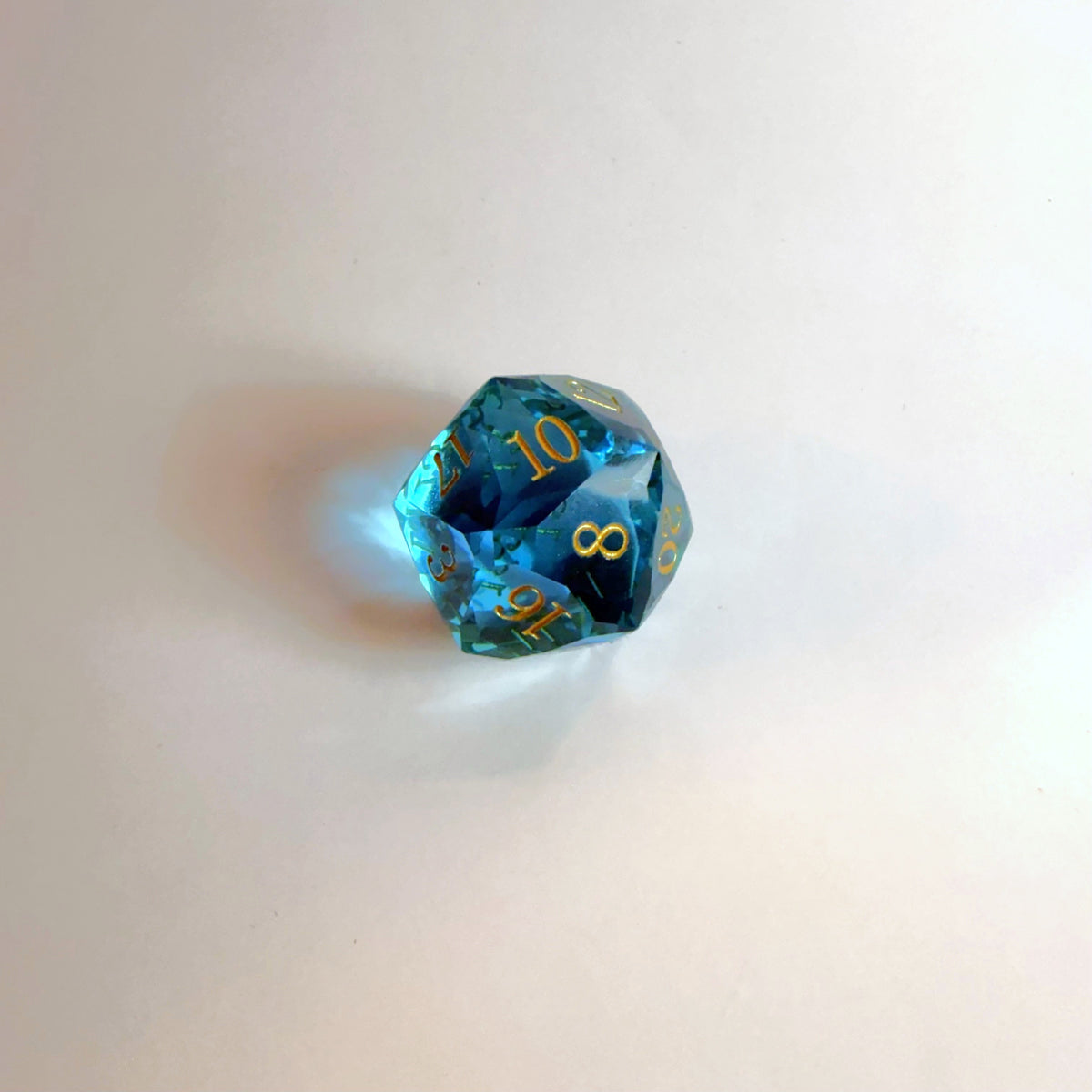 Light Blue Handmade Gem Cut Resin Dice Set