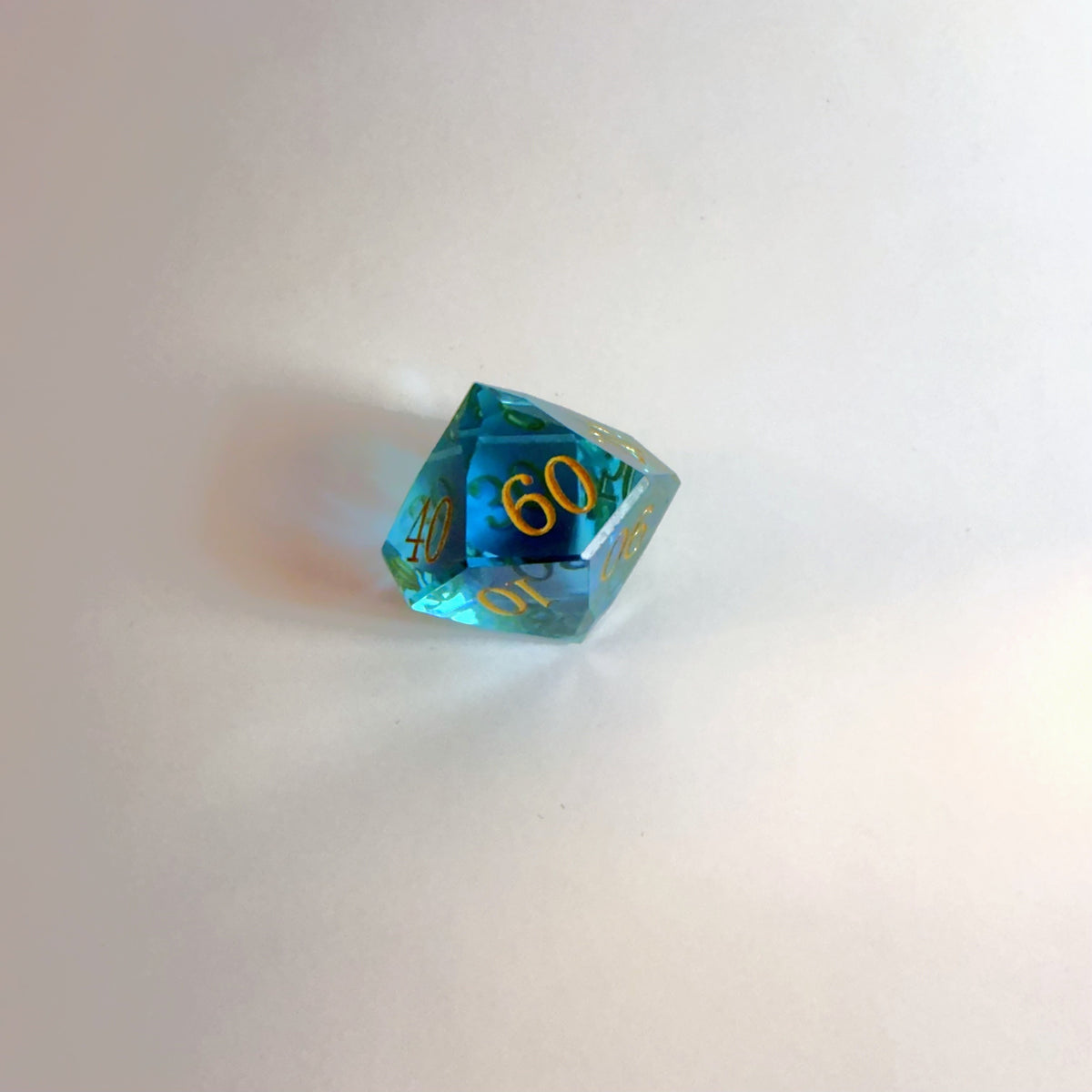 Light Blue Handmade Gem Cut Resin Dice Set