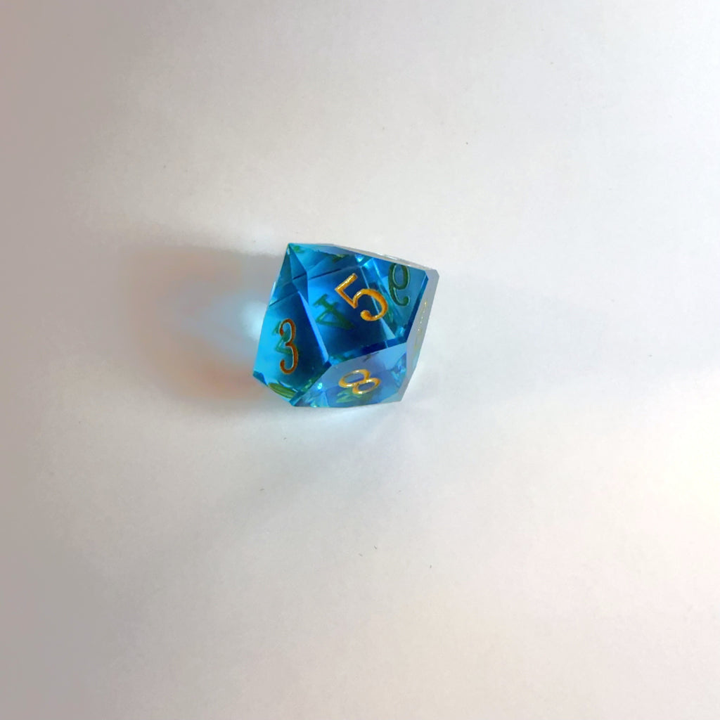 Light Blue Handmade Gem Cut Resin Dice Set