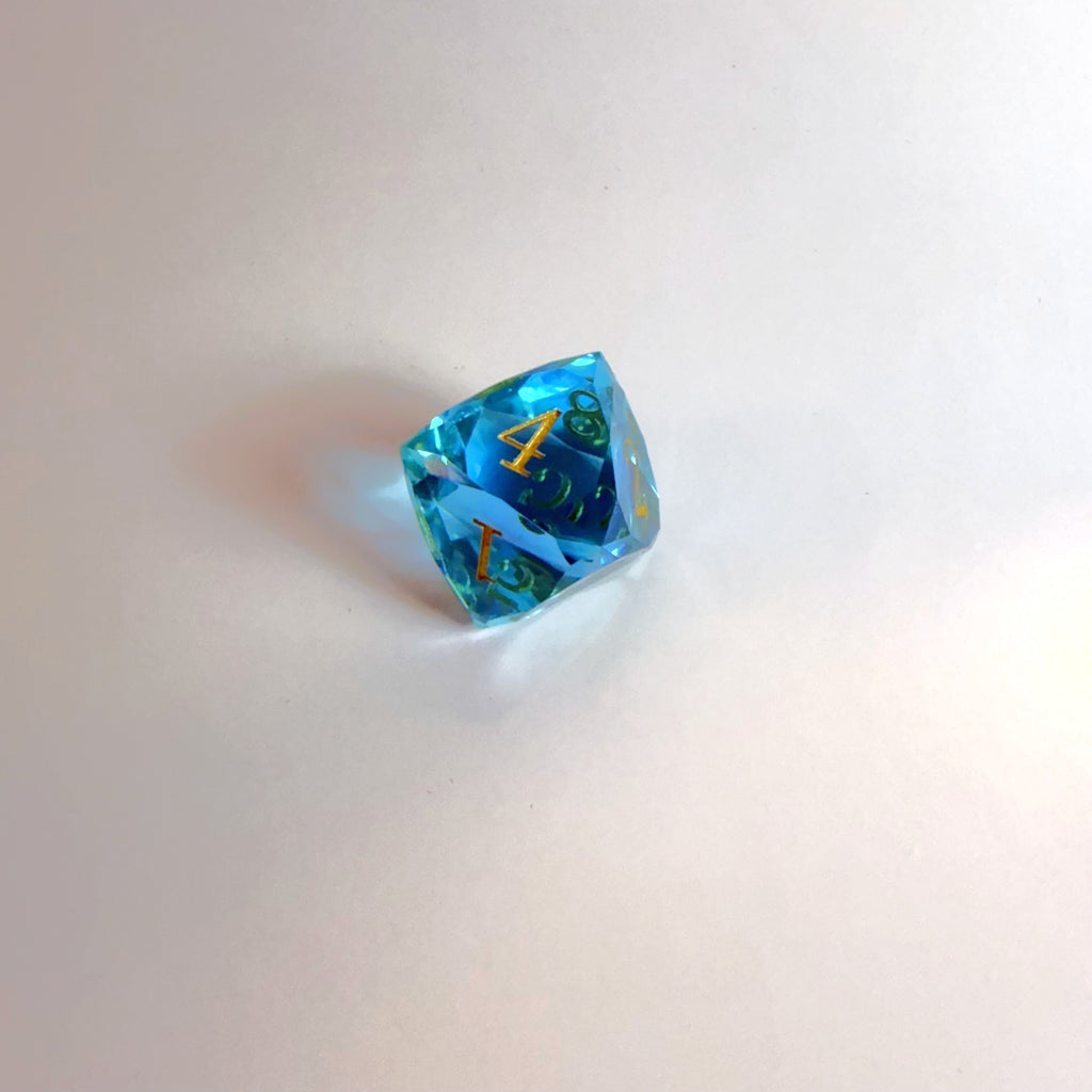 Light Blue Handmade Gem Cut Resin Dice Set