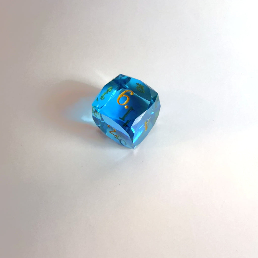 Light Blue Handmade Gem Cut Resin Dice Set