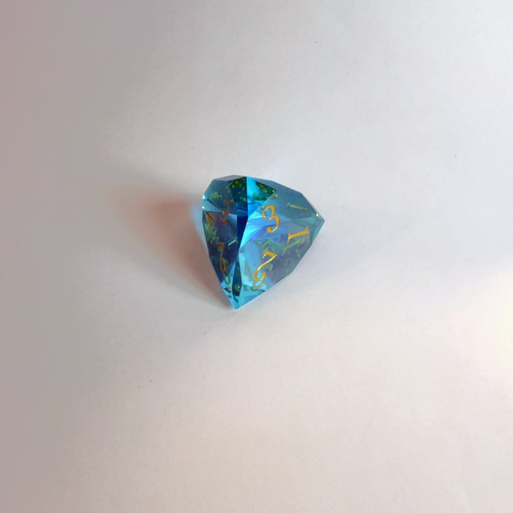 Light Blue Handmade Gem Cut Resin Dice Set