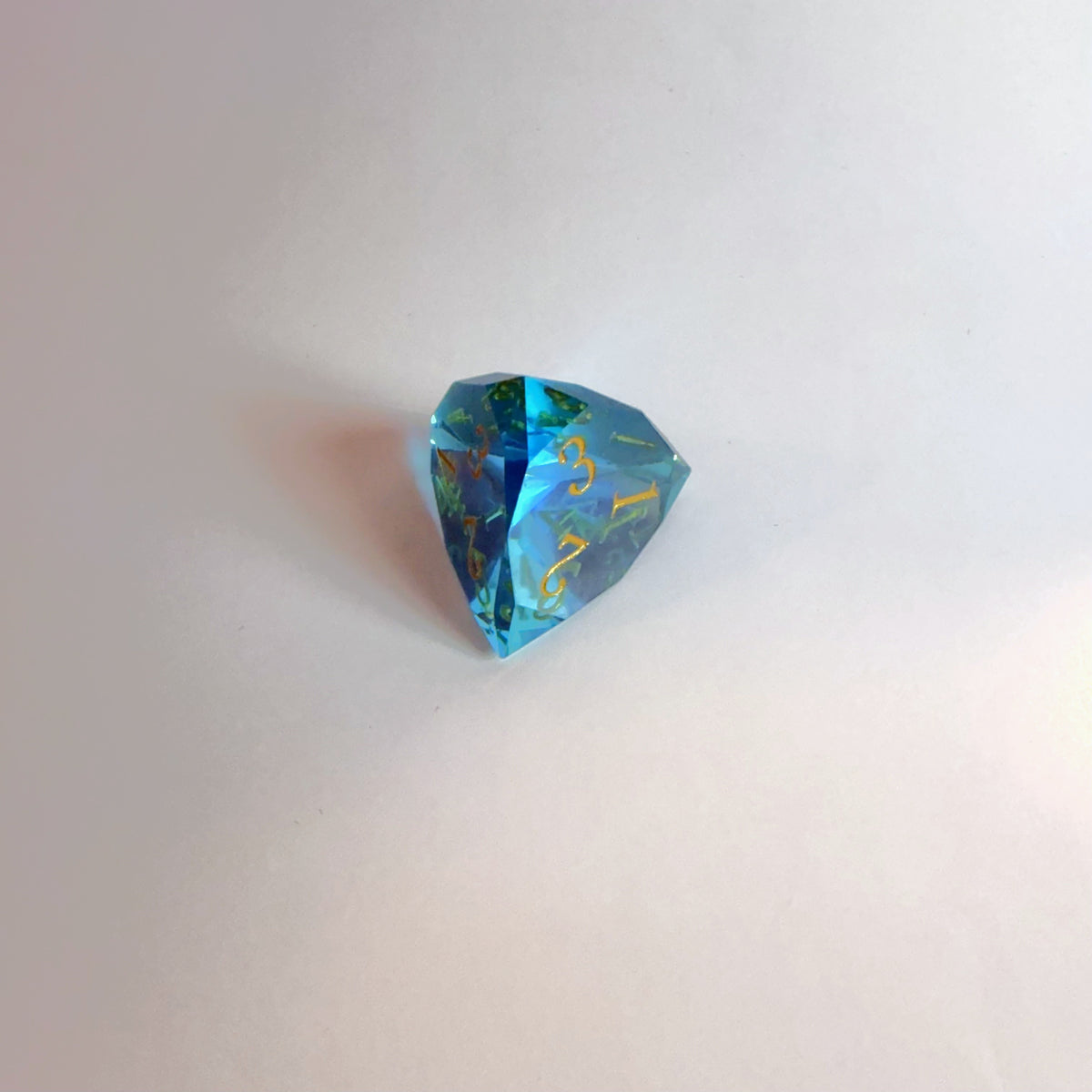 Light Blue Handmade Gem Cut Resin Dice Set