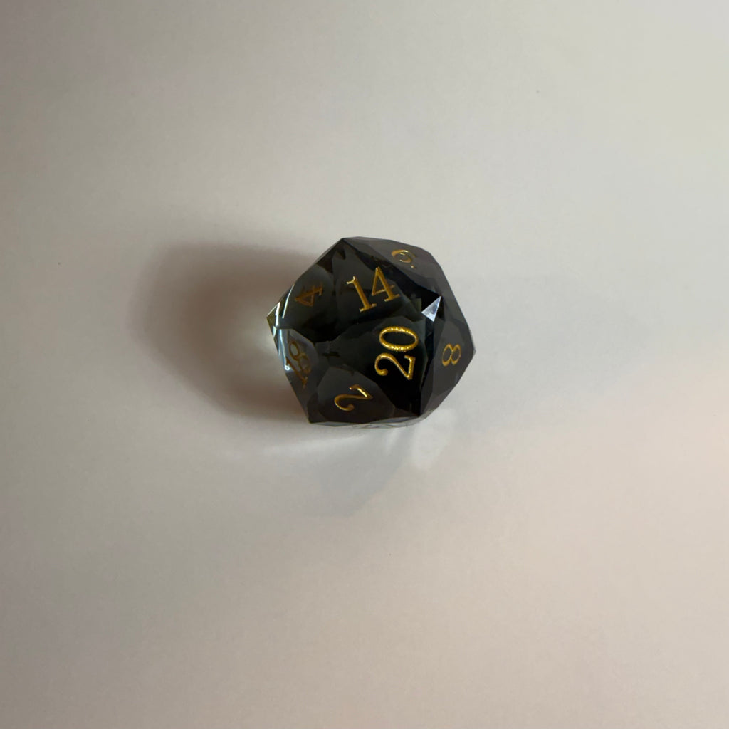 Clear Black Handmade Gem Cut Resin Dice Set