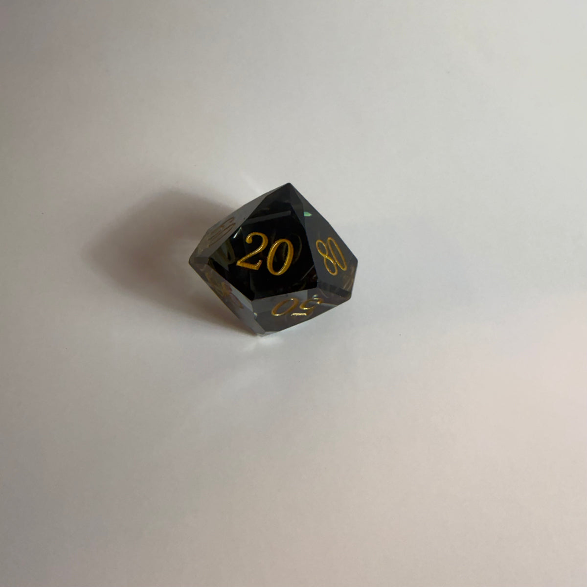 Clear Black Handmade Gem Cut Resin Dice Set