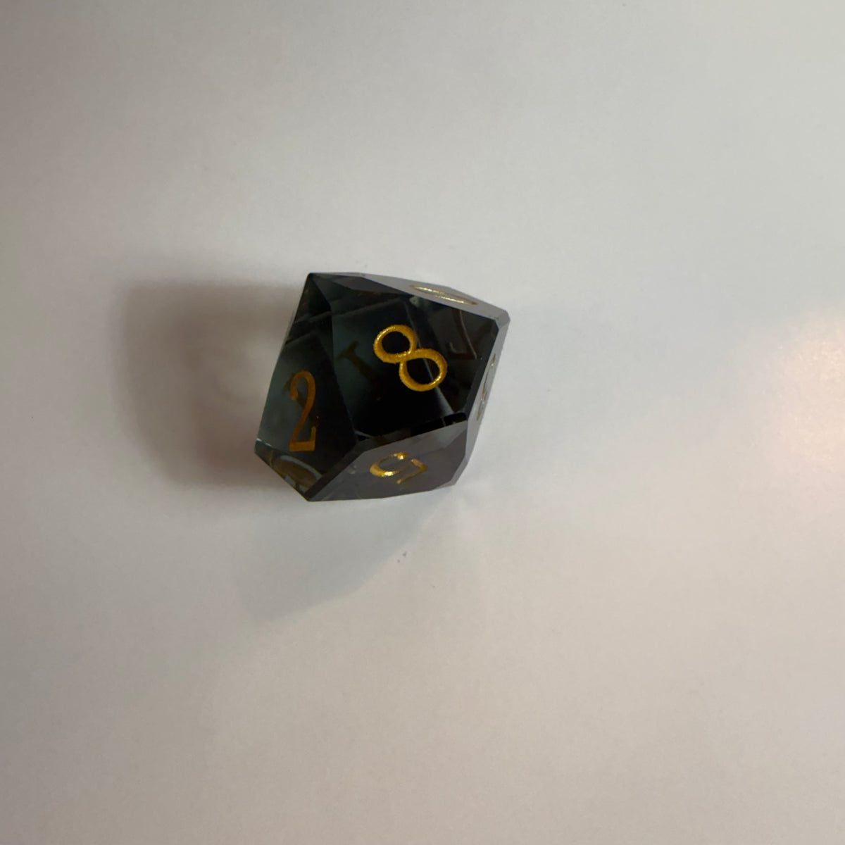 Clear Black Handmade Gem Cut Resin Dice Set