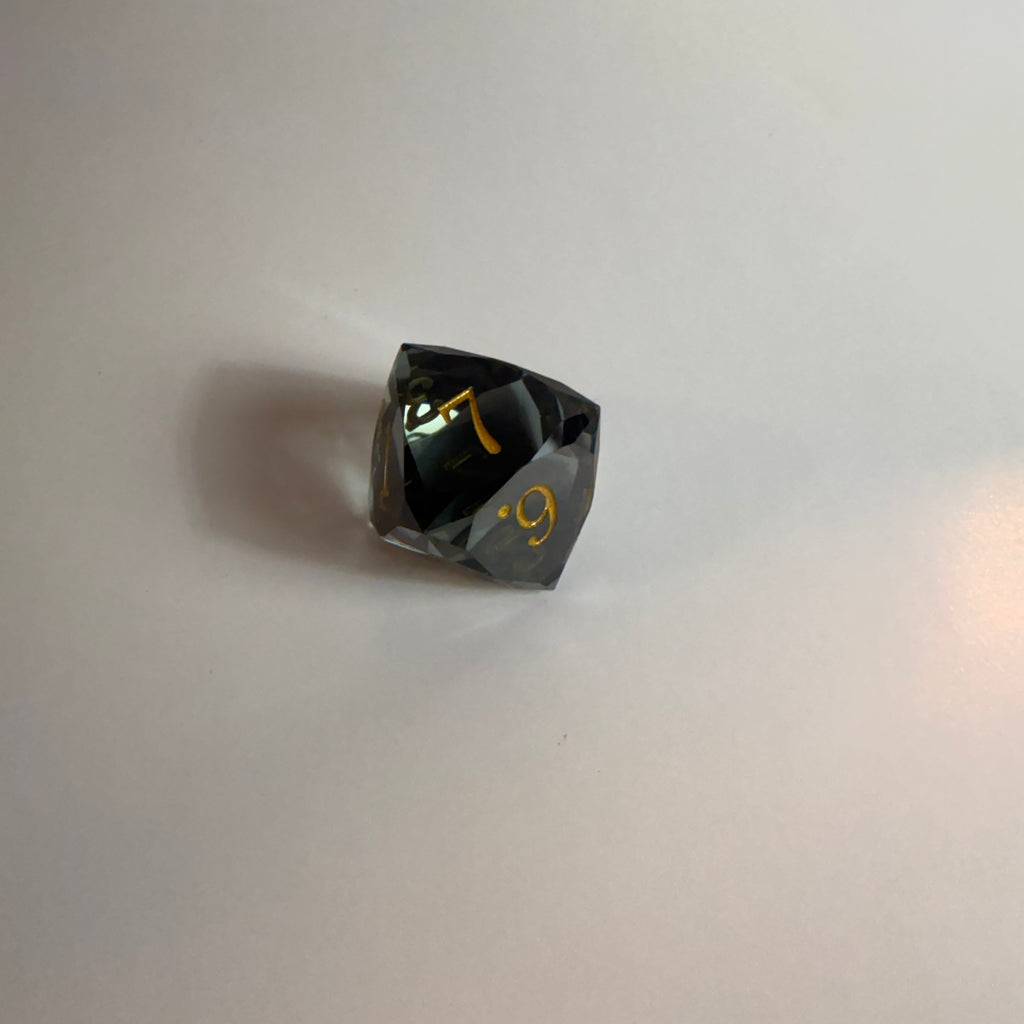 Clear Black Handmade Gem Cut Resin Dice Set