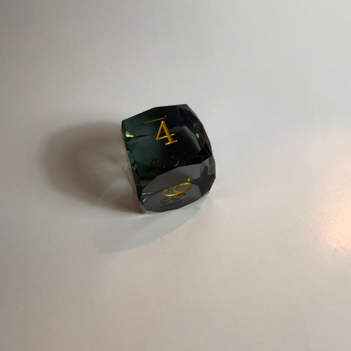 Clear Black Handmade Gem Cut Resin Dice Set