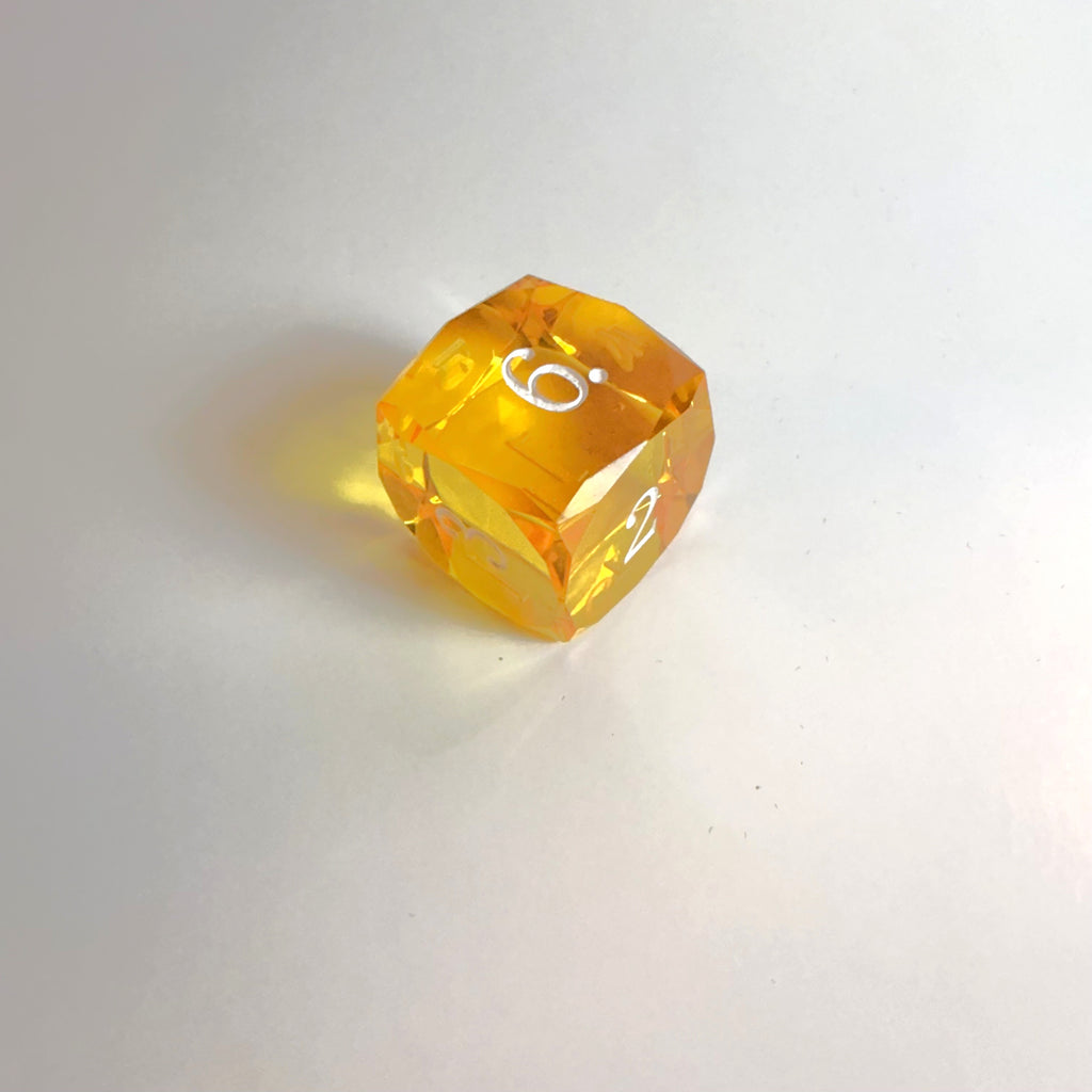 Yellow Handmade Gem Cut Resin Dice Set