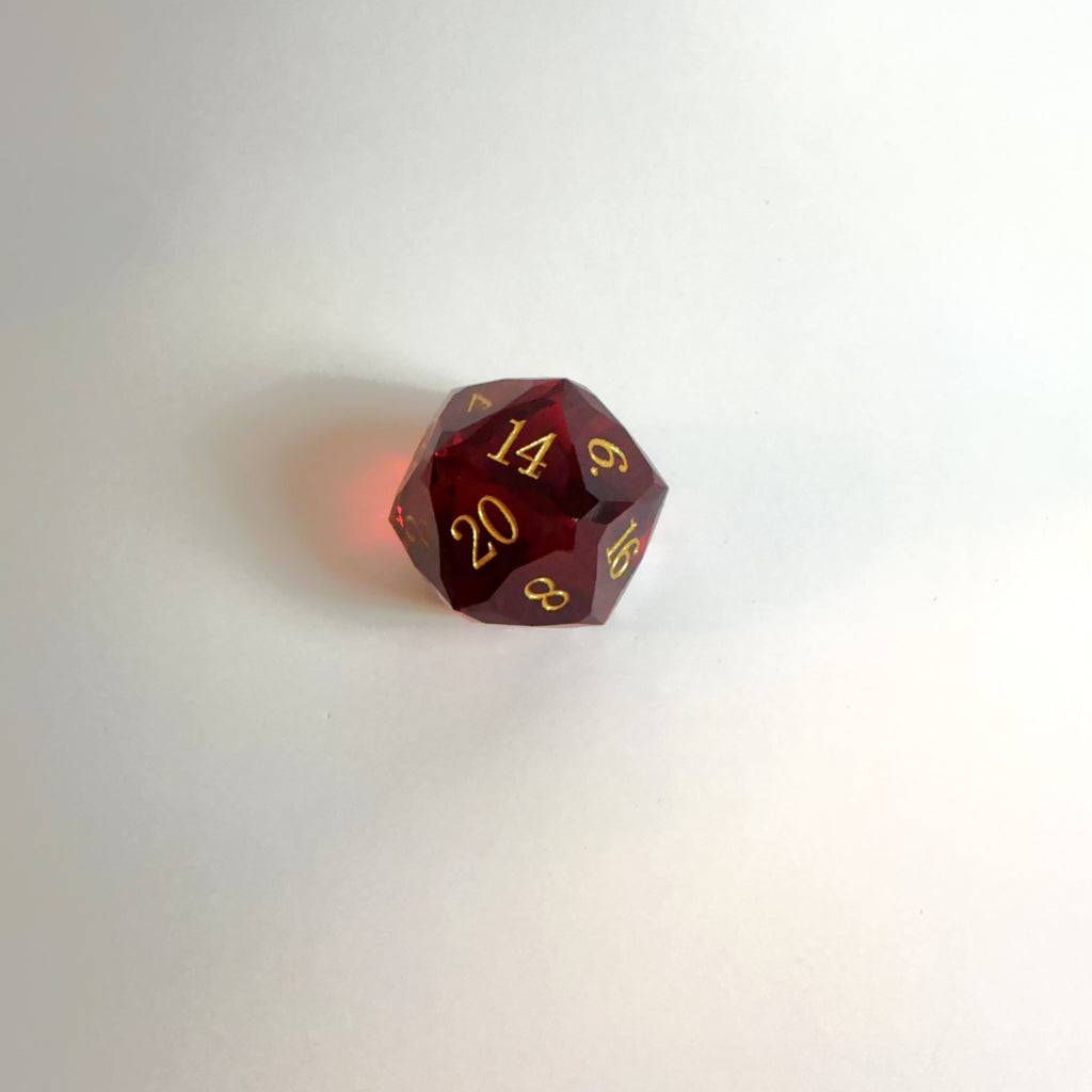 Red Handmade Gem Cut Resin Dice Set