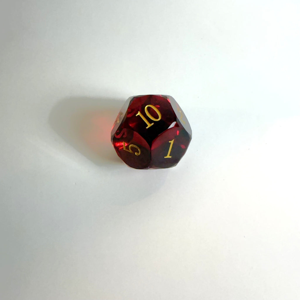 Red Handmade Gem Cut Resin Dice Set