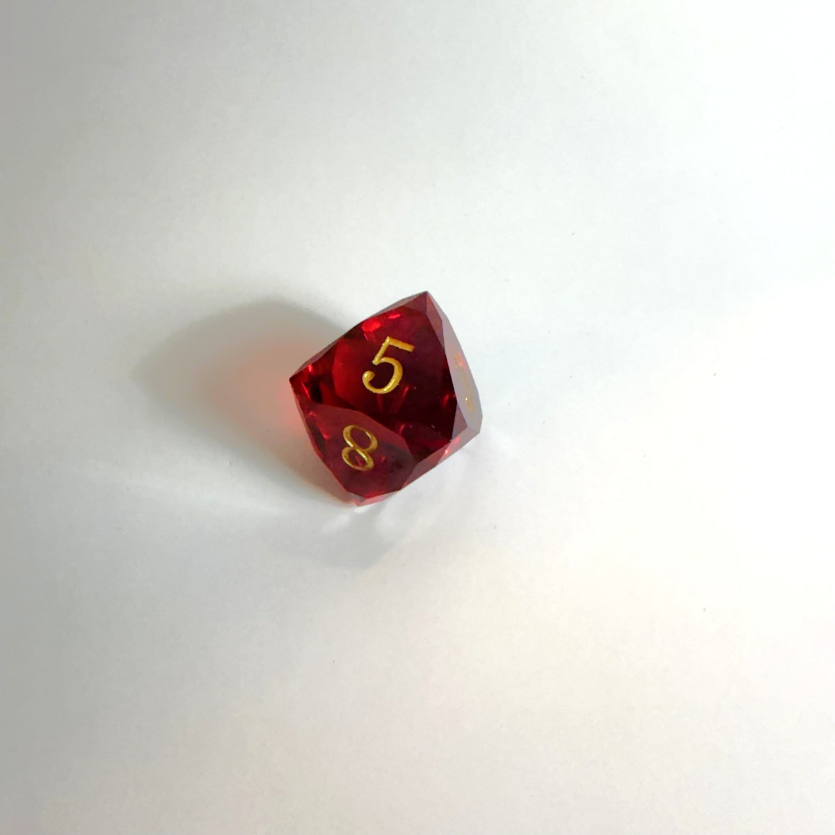 Red Handmade Gem Cut Resin Dice Set