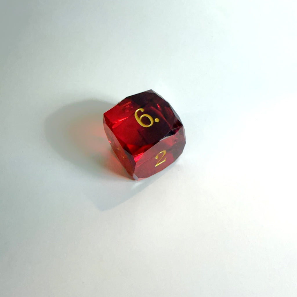 Red Handmade Gem Cut Resin Dice Set