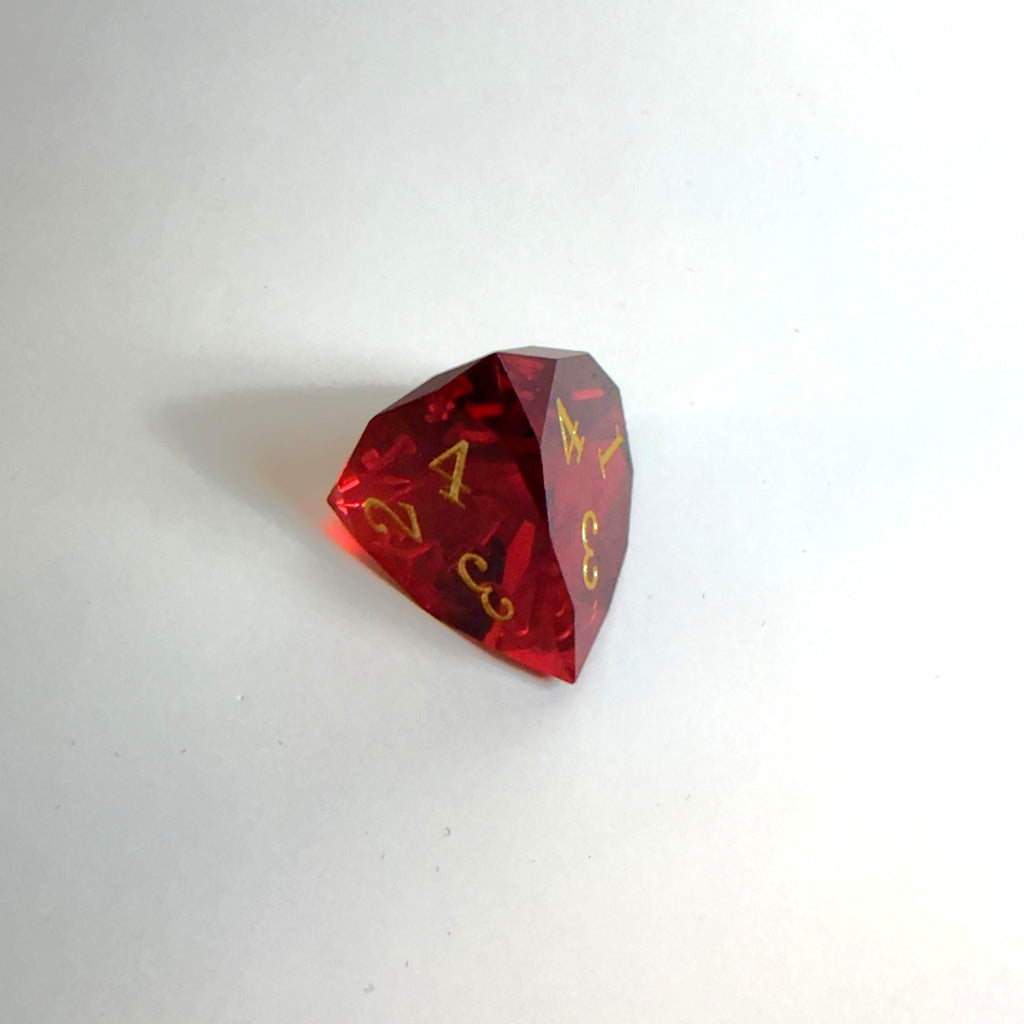 Red Handmade Gem Cut Resin Dice Set