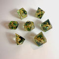 Green One Ring Sharp Edge Resin Dice Set