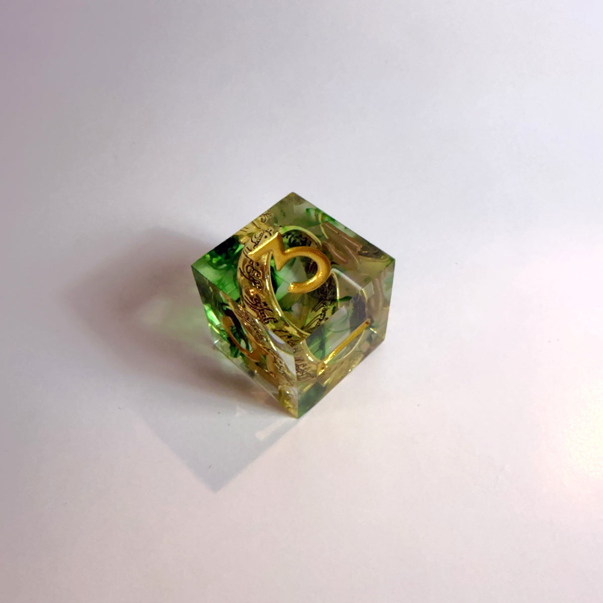 Green One Ring Sharp Edge Resin Dice Set