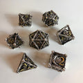 Silver Lunar Hollow Metal Dice Set